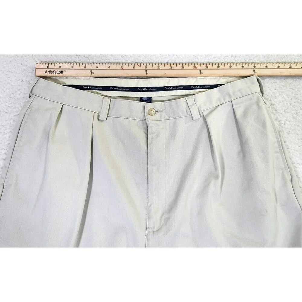 Polo Ralph Lauren Pants Men's 38x30* (Fits 36x29.5) Beige Pleated Straight Leg